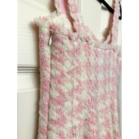 LoveShackFancy Mini Dress Women’s Size 6 “Josalie” Wool Houndstooth Pink New - Picture 8 of 10